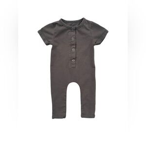 Orcas Lucille Size 3 Months Olive Green Short Sleeve Henley Romper